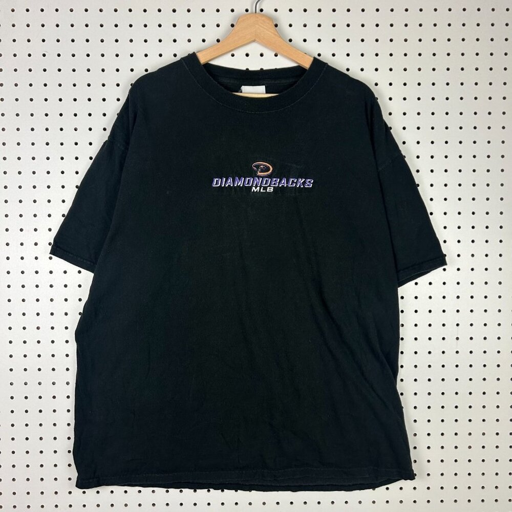 Arizona Diamondback Vtg T Shirt XL Black Embroidered Stitched MLB‎ Logo Y2K